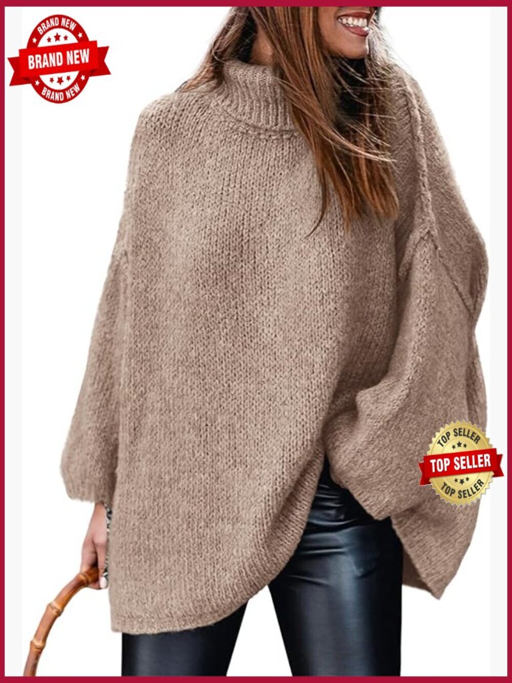 Oversized Chunky Knit Turtleneck Pullover Sweater Loose Fall Winter